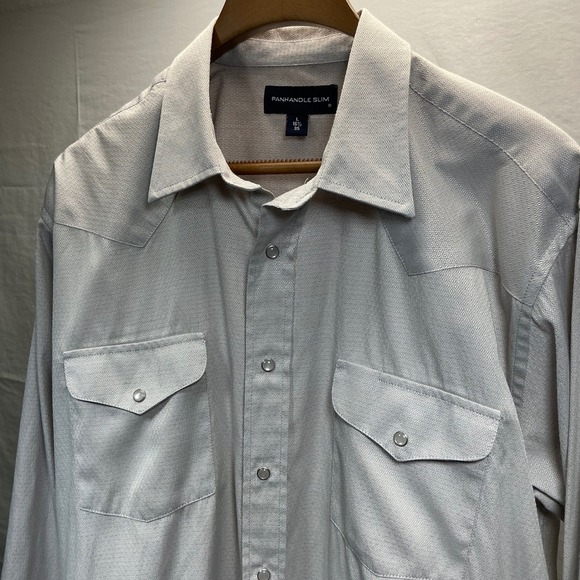 Panhandle Slim Western Shirt Diamond Pattern Snap Button Front L 16‎ 1/2 35 - Picture 8 of 11